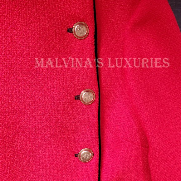 GUCCI DRESS VELVET TRIM RETRO RED TWEED WOOL BLEND sz IT 40 US 4 - Picture 10 of 13